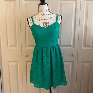 Green Lace Overlay Dress